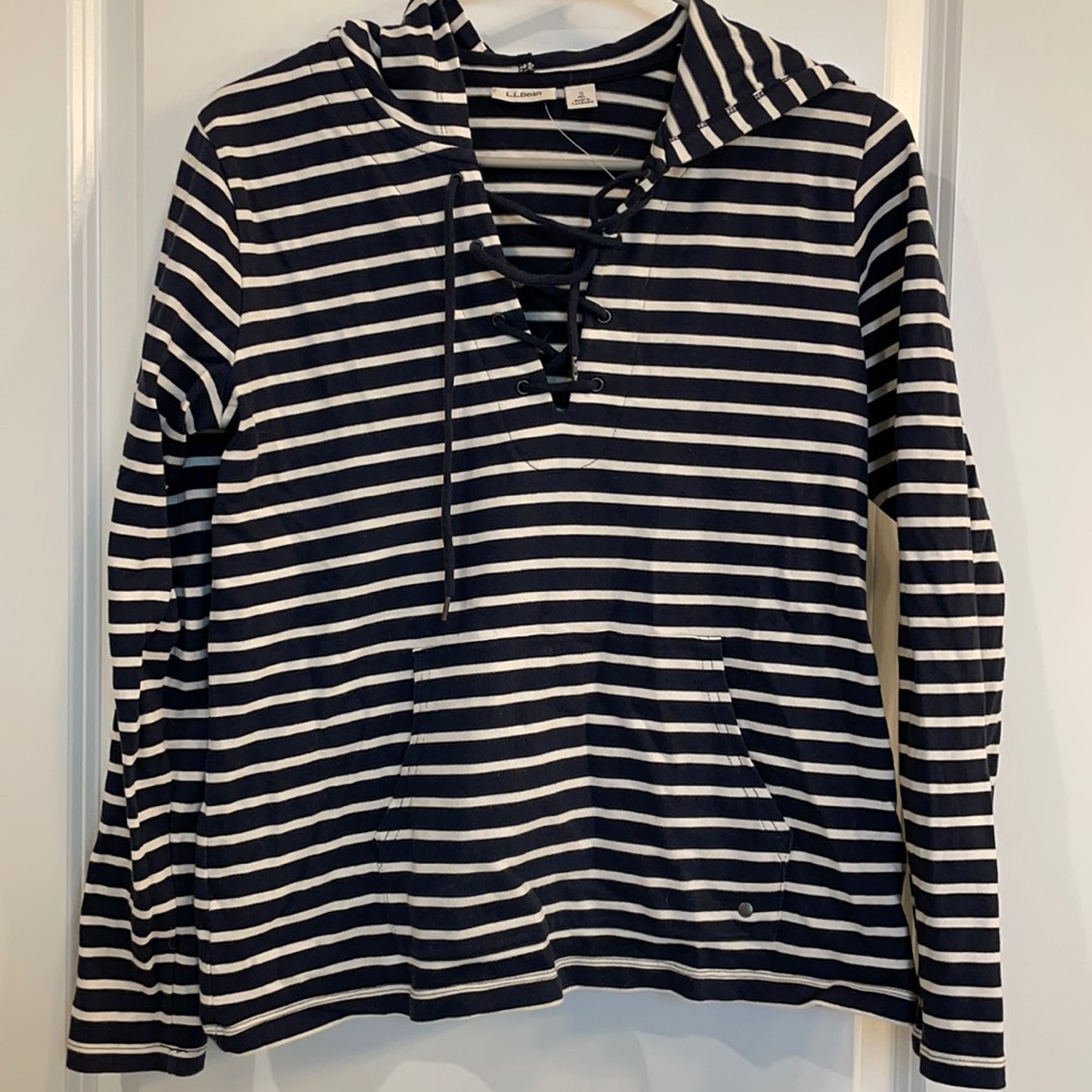 L.L. Bean Hoodie Size Small Navy Striped